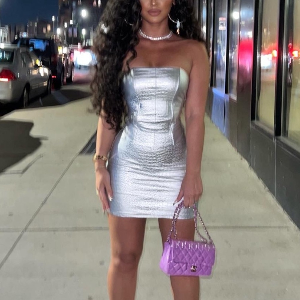 Silver Strapless Mini 2 Piece Set - image 1